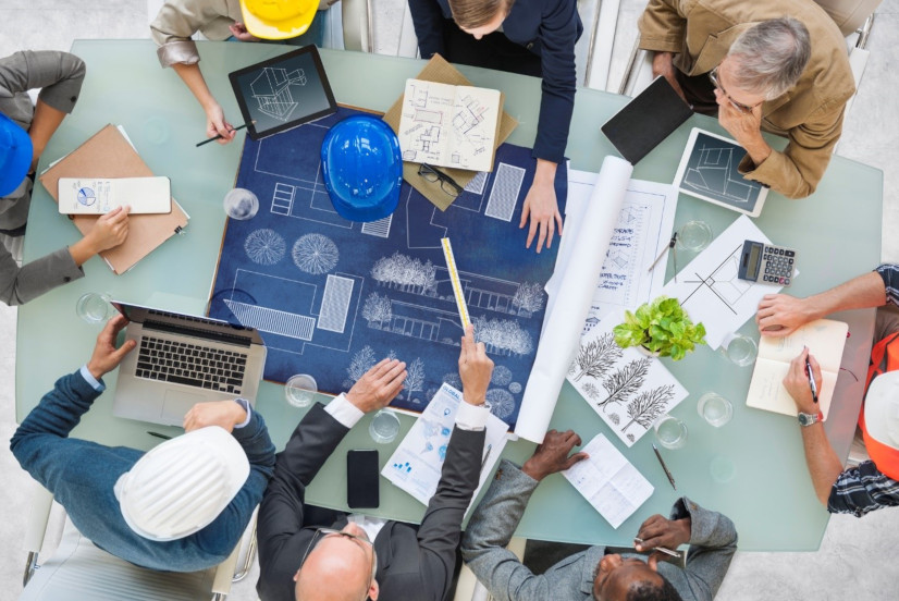 construction site planning and meetings