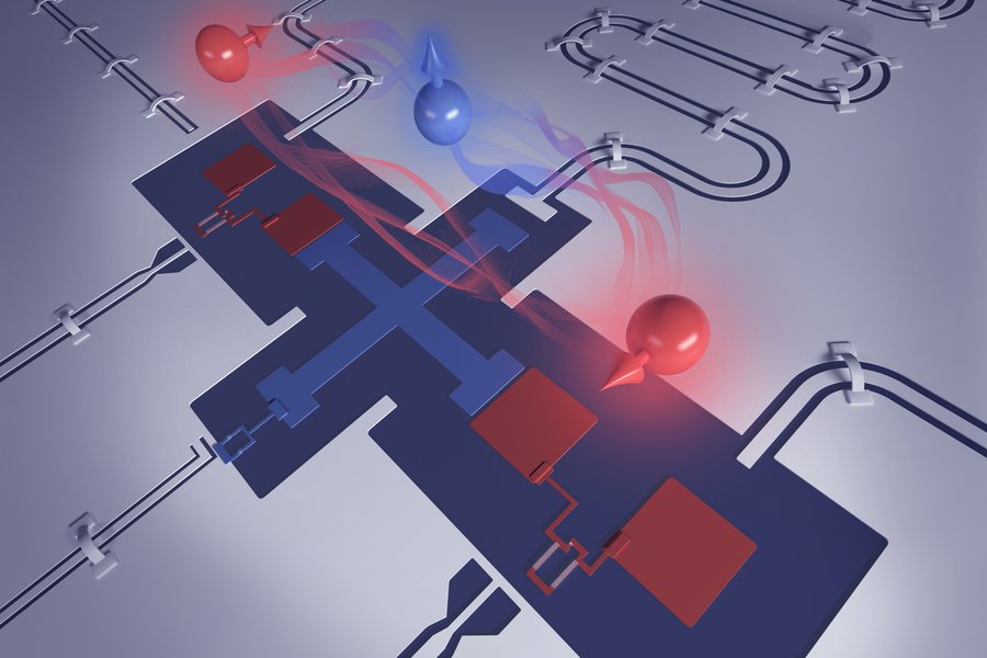 Close-up of a fluxonium qubit, a type of superconducting qubit
