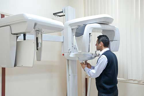 dental radiography equipment and patient setup