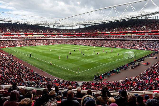 soccer stadium with match action