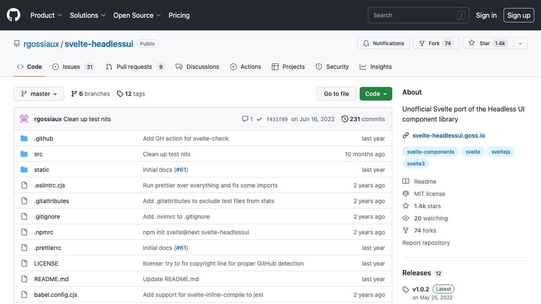 Svelte Headless UI Example