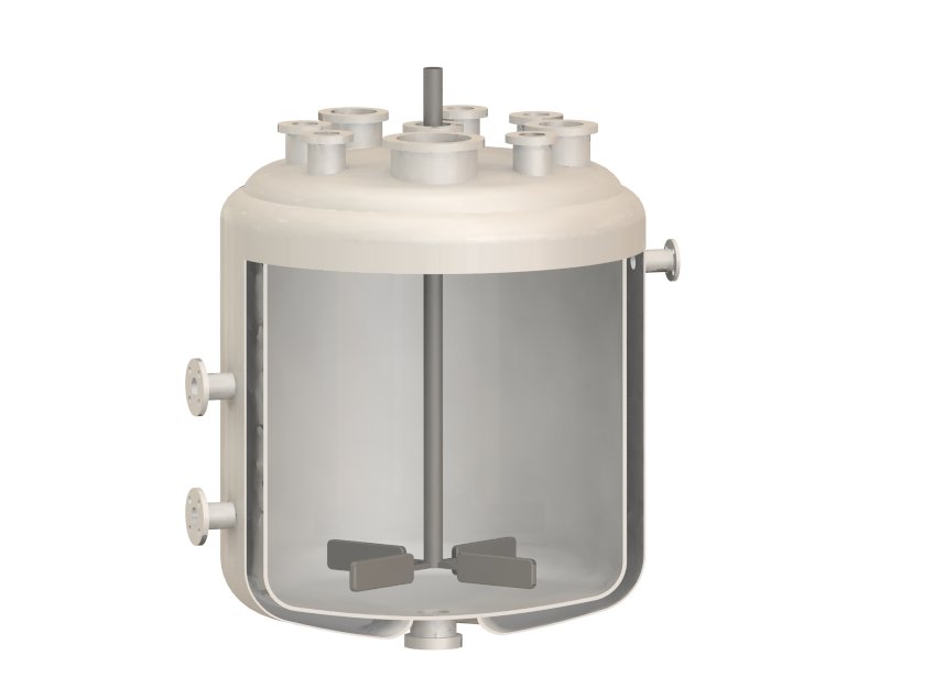 industrial reactor with jacket, heat exchanger surface