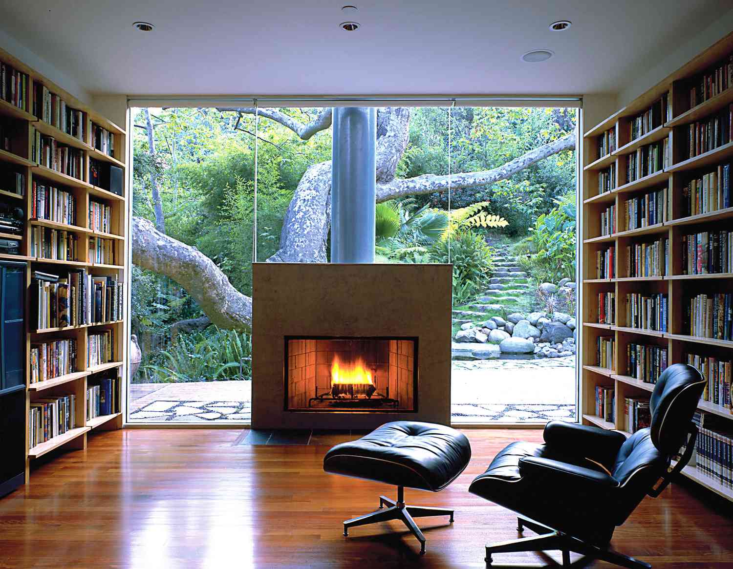 modern library interior books