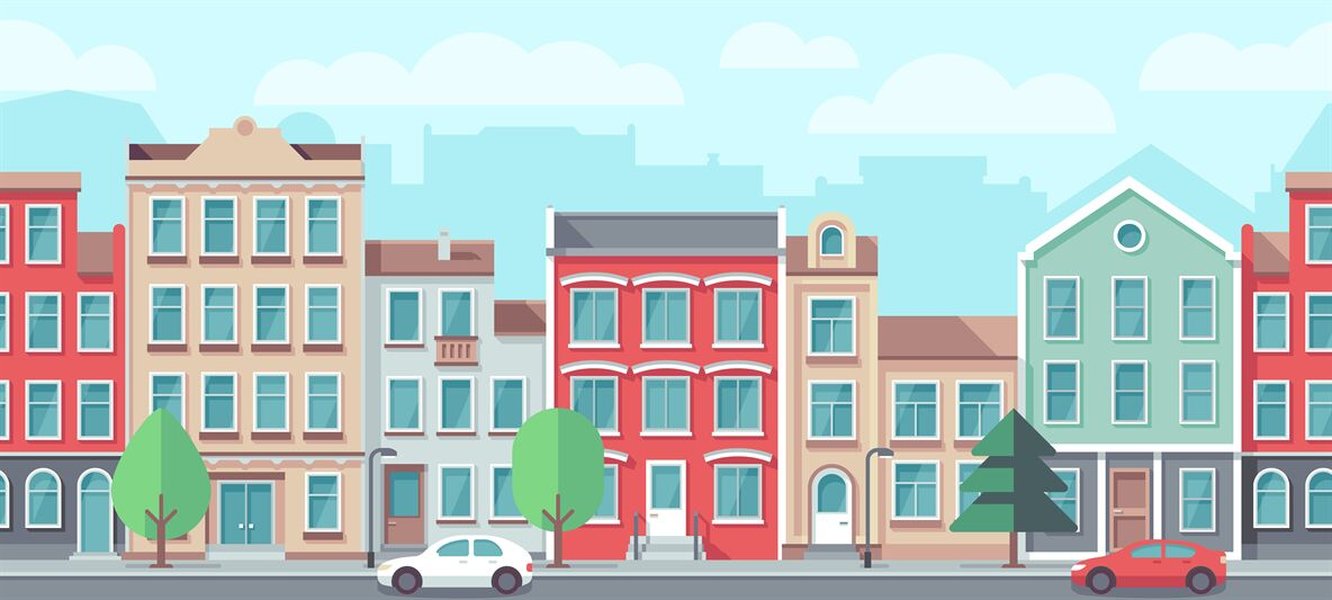 old apartment building cityscape
