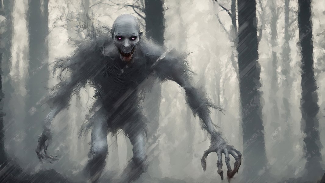 ภาพสิ่งมีชีวิตคล้าย Slender Man ที่สื่อถึงความสูงและผอมแห้ง