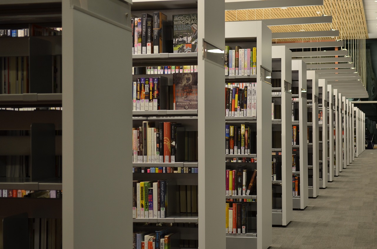 academic library shelves