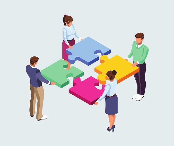 Diagram showing teamwork elements in customer service