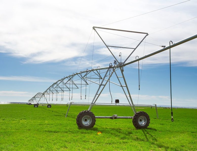 agricultural field with irrigation system