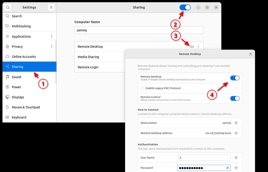 Ubuntu Remote Desktop Settings