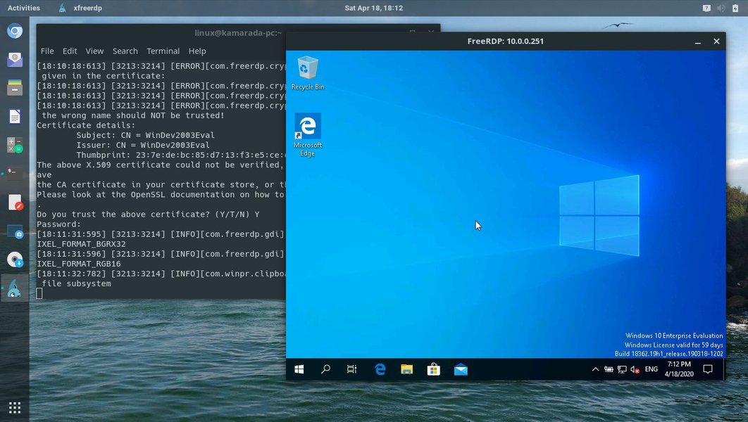Remmina RDP Settings