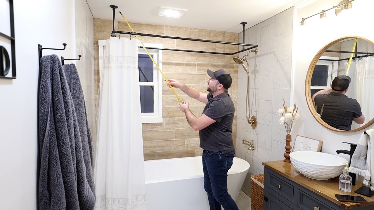bathroom shower curtain installation