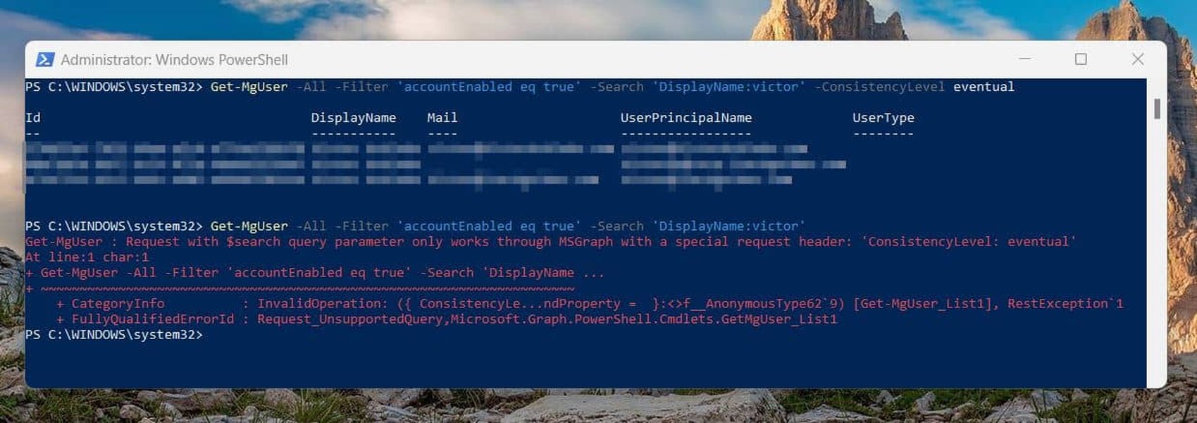 Filtering with Get-MgUser