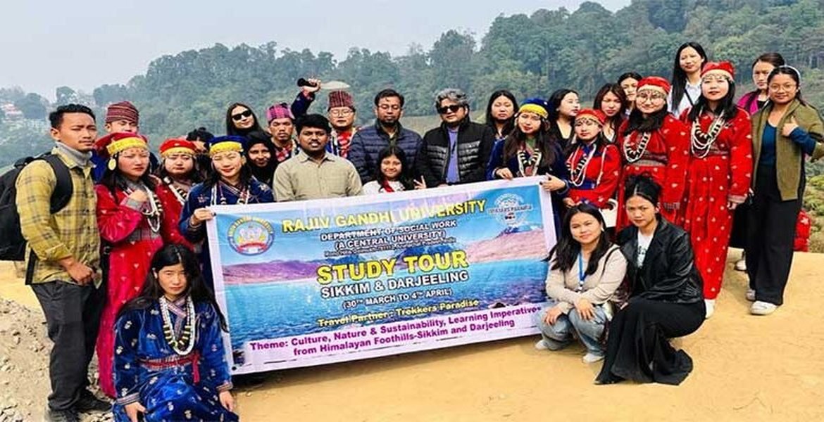 Students posing for a photo during a study tour