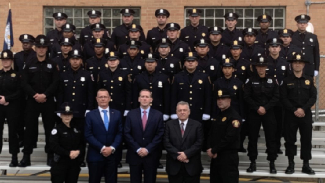 Graduating class of police officers at Hudson County Public Safety Training Center