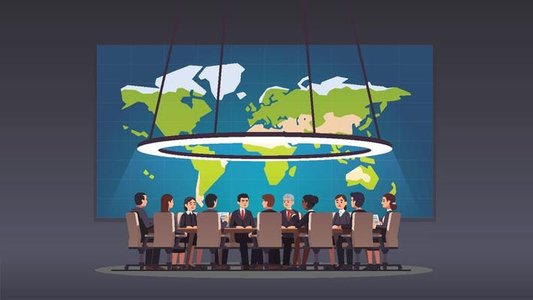 cybersecurity illustration of people discussing in meeting room