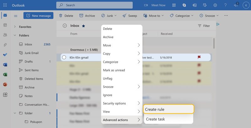 desktop outlook organization