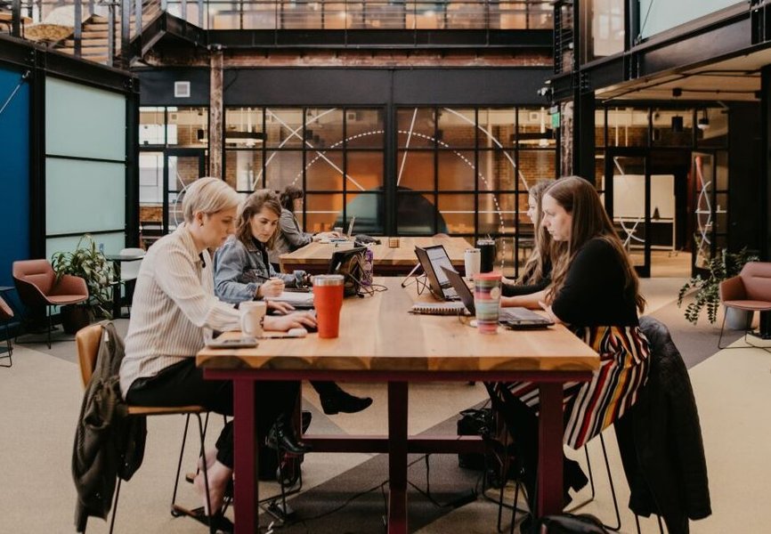 People working in a collaborative workspace