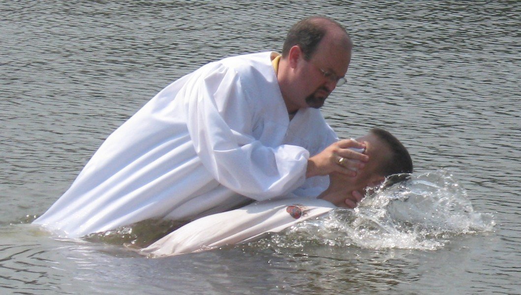 Illustration of baptism by immersion