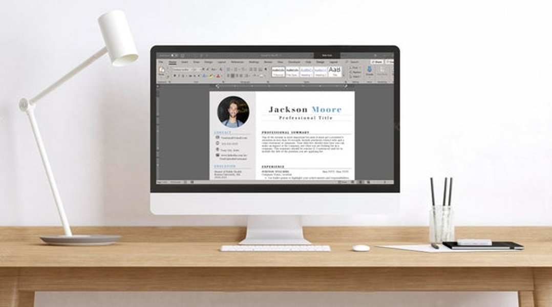 modern resume design computer workspace