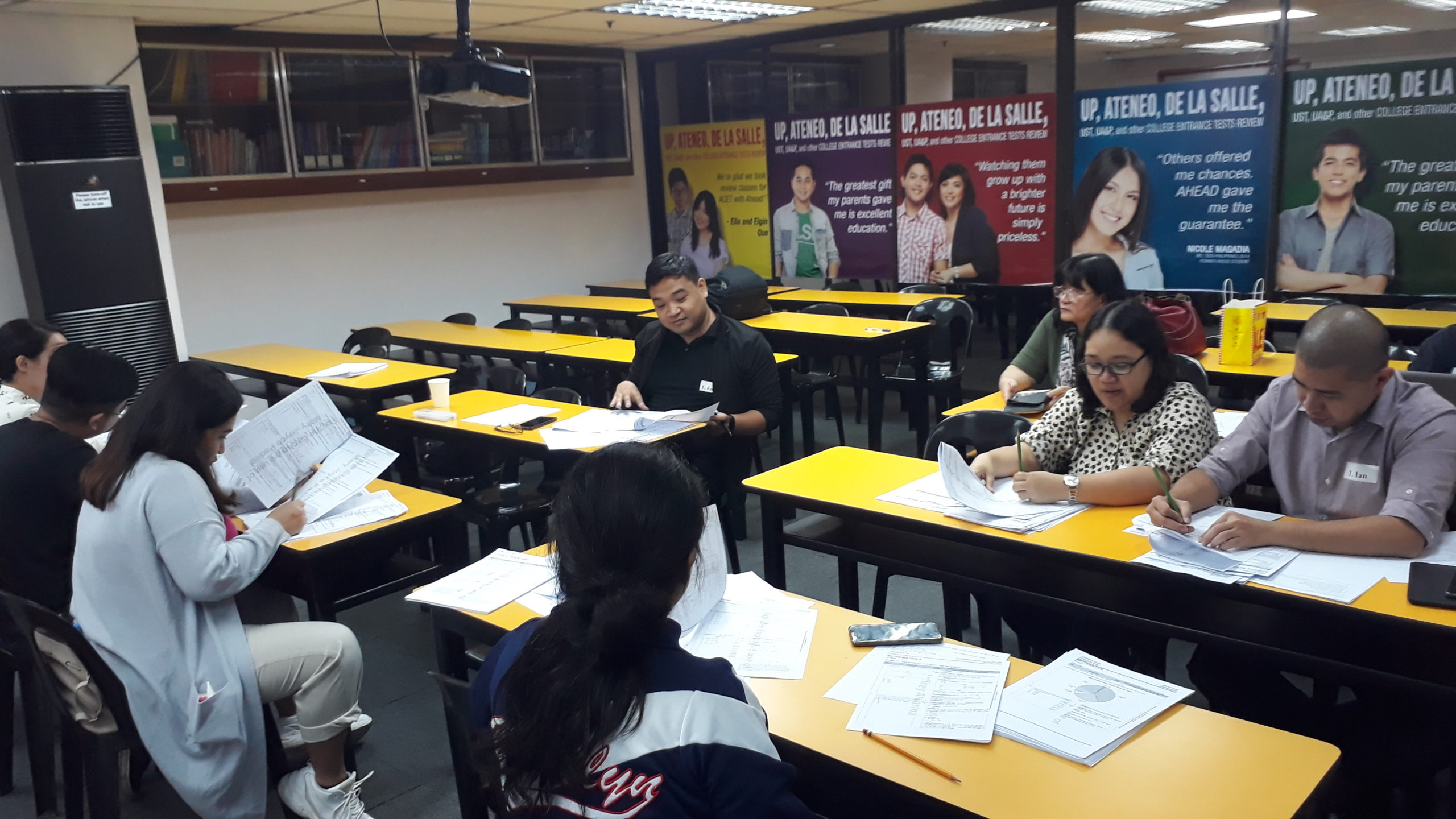 students in review center classroom