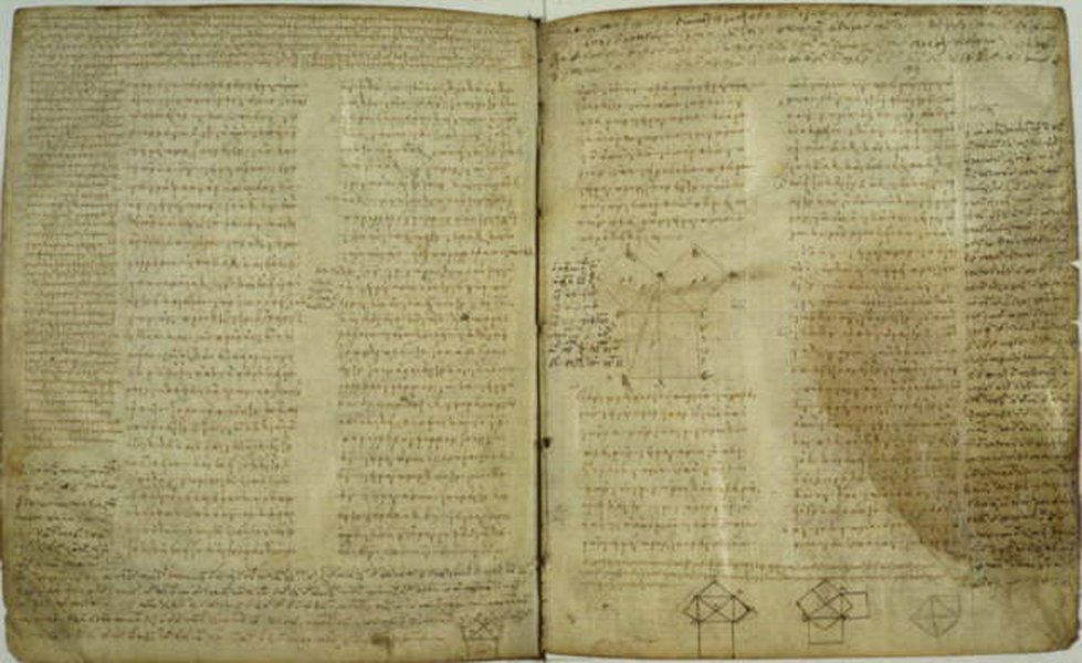 Renaissance manuscript showing mathematical diagrams