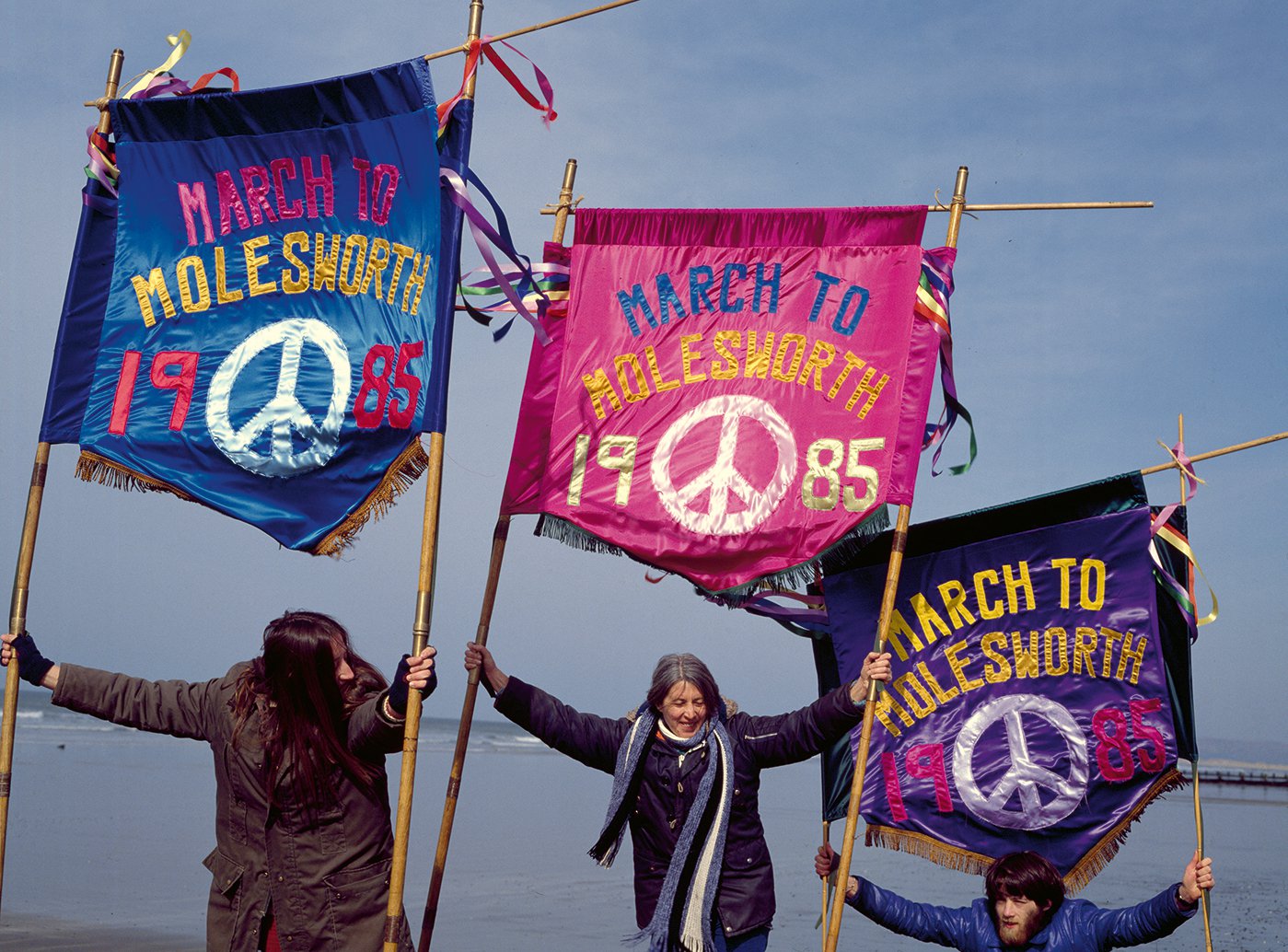 political rally with traditional banners
