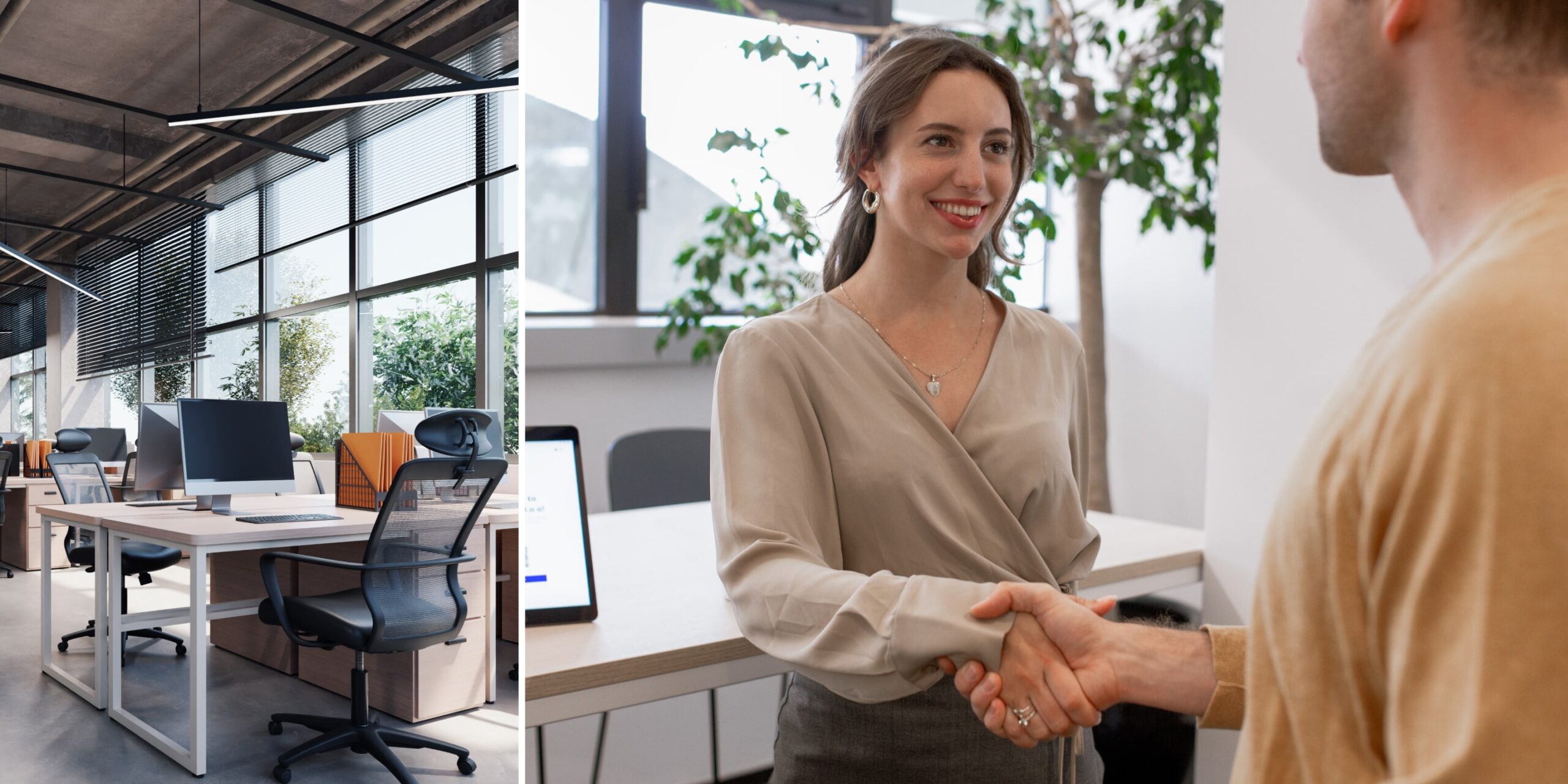 professional workspace with compliance documents and modern office