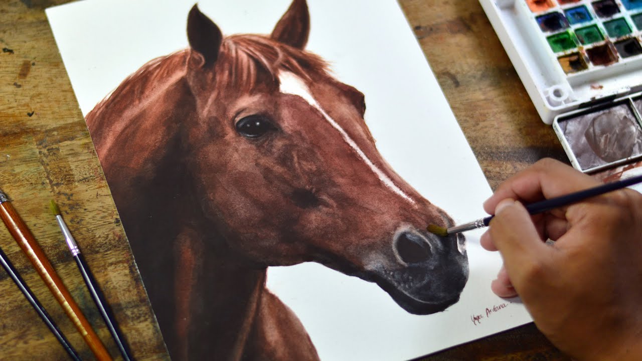 horse painting watercolor brushes