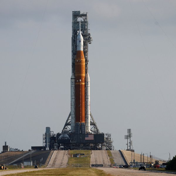NASA's SLS rocket on a launch pad