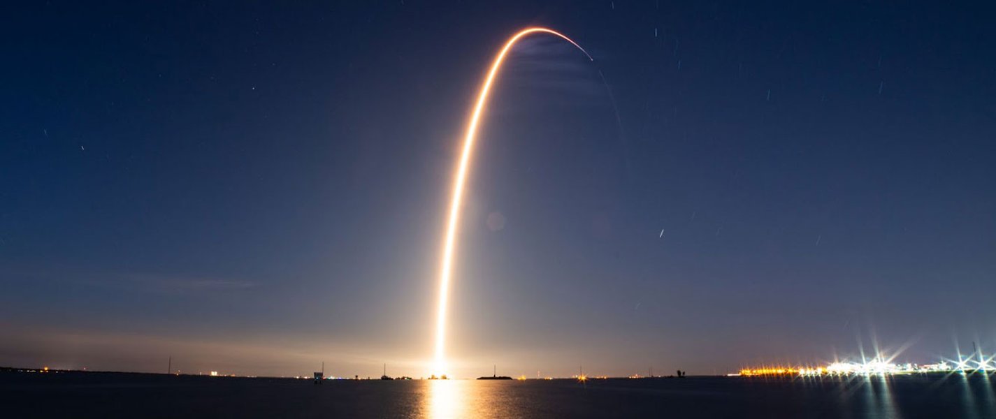 A rocket launching into the sky