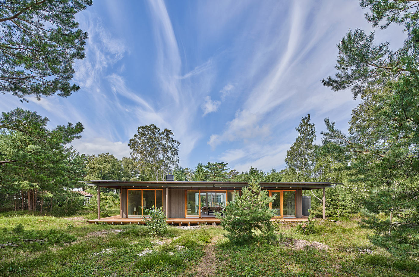Swedish villa exterior with serene neighborhood