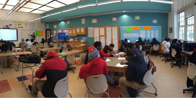 modern classroom with engaged students