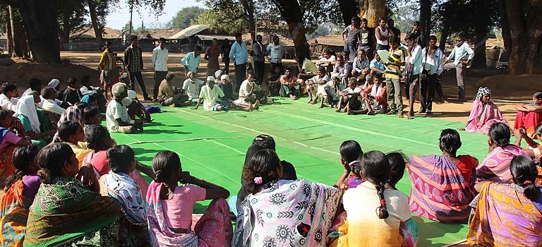 local government building, rural scenery, panchayat meeting