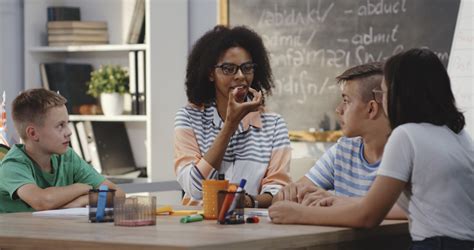 teacher explaining concept to students