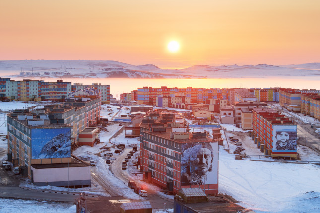 russian architecture, icy landscapes, urban infrastructure