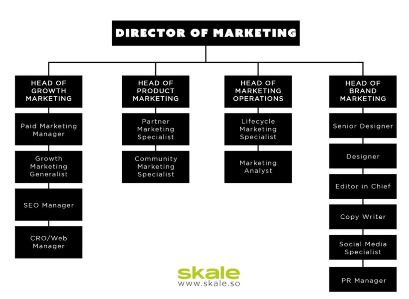 Diagram showing a SaaS marketing team structure