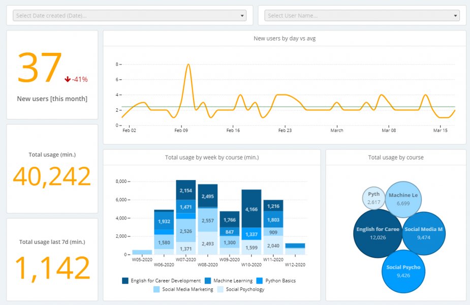 Example SaaS Metrics Dashboard showing MRR, Churn, and LTV
