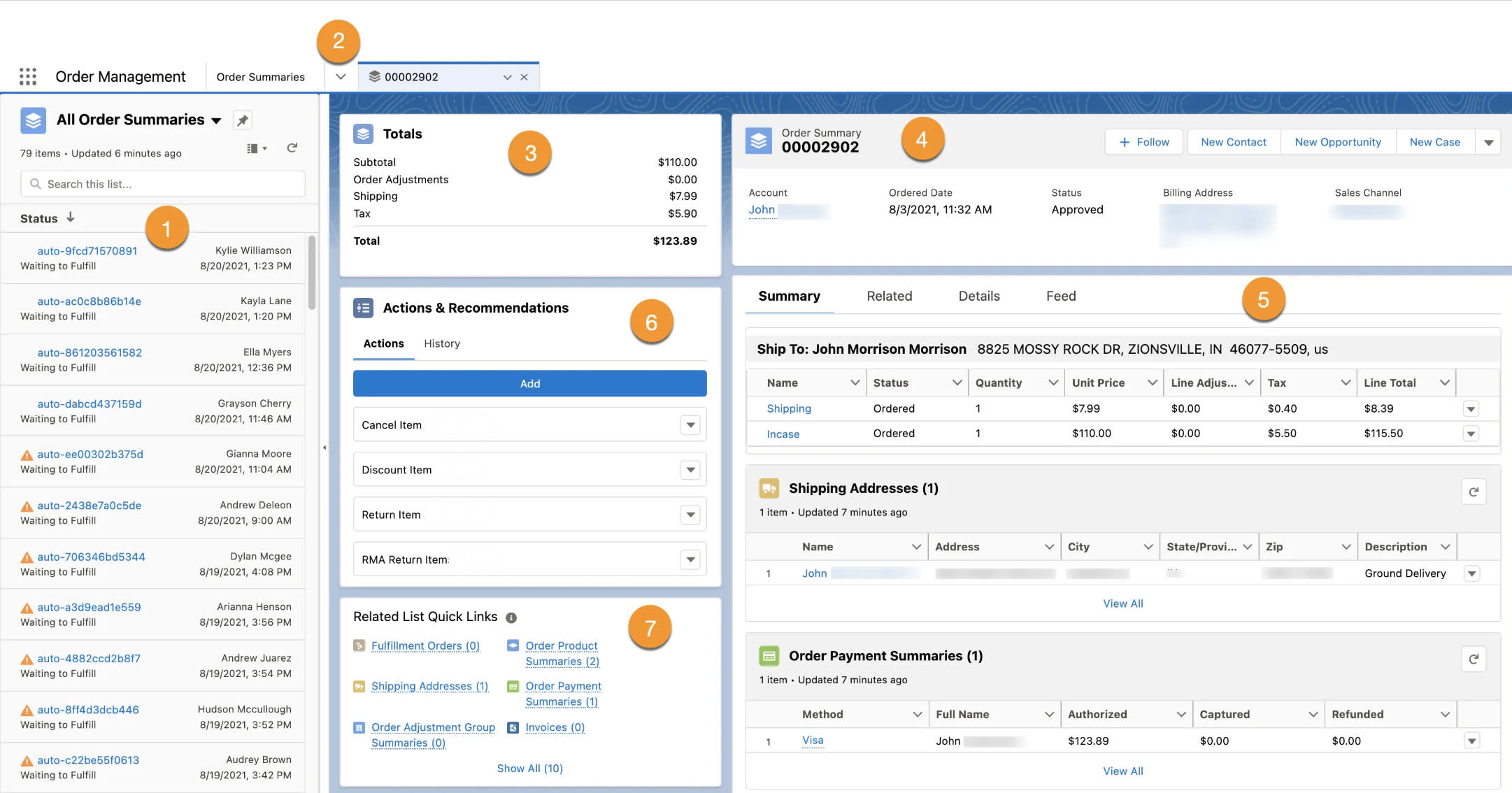 salesforce order management interface