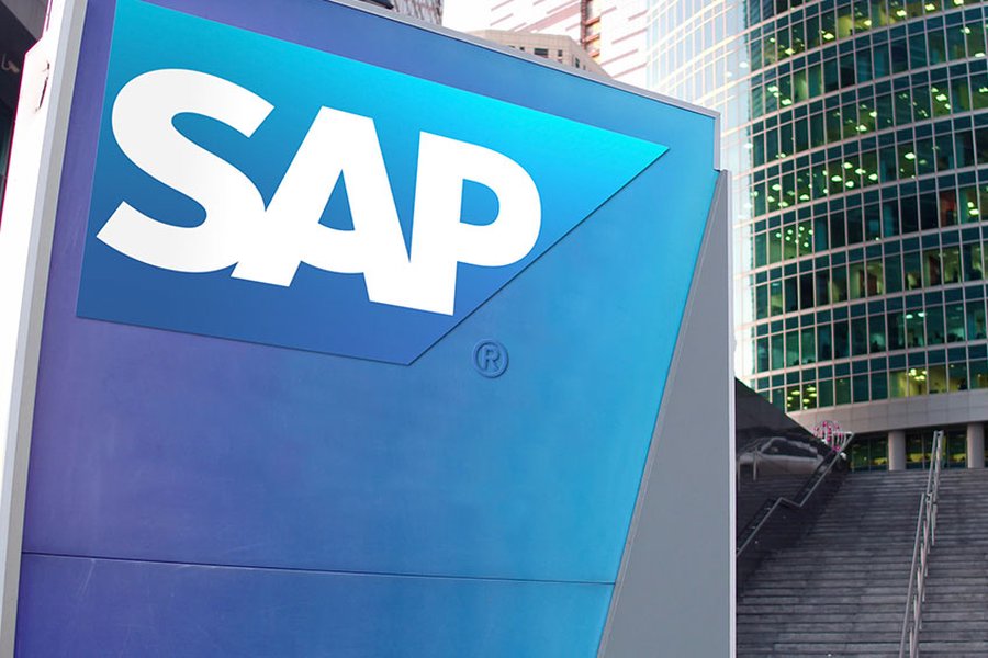 SAP logo on a modern office building