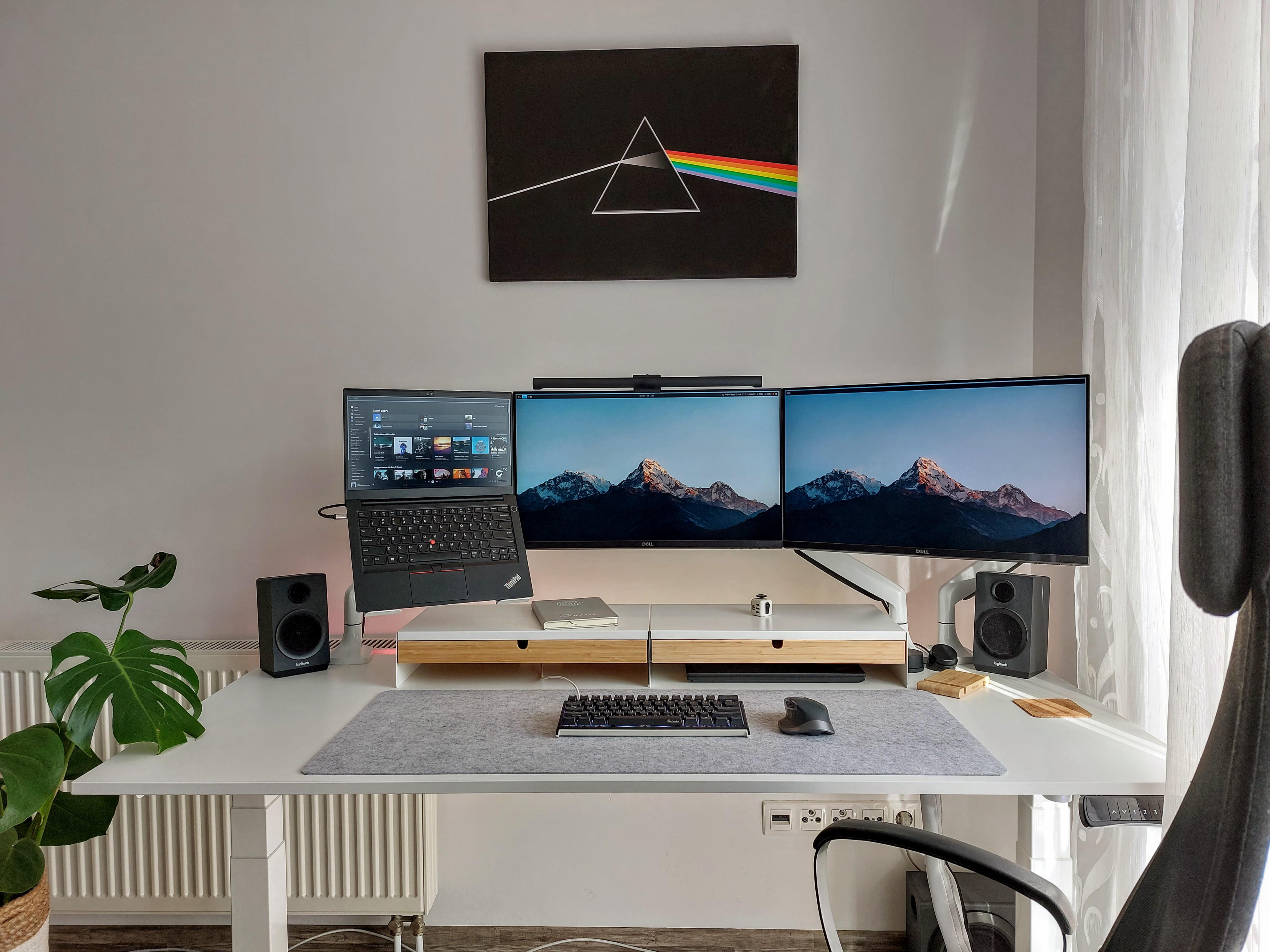 modern coding workstation keyboard screen