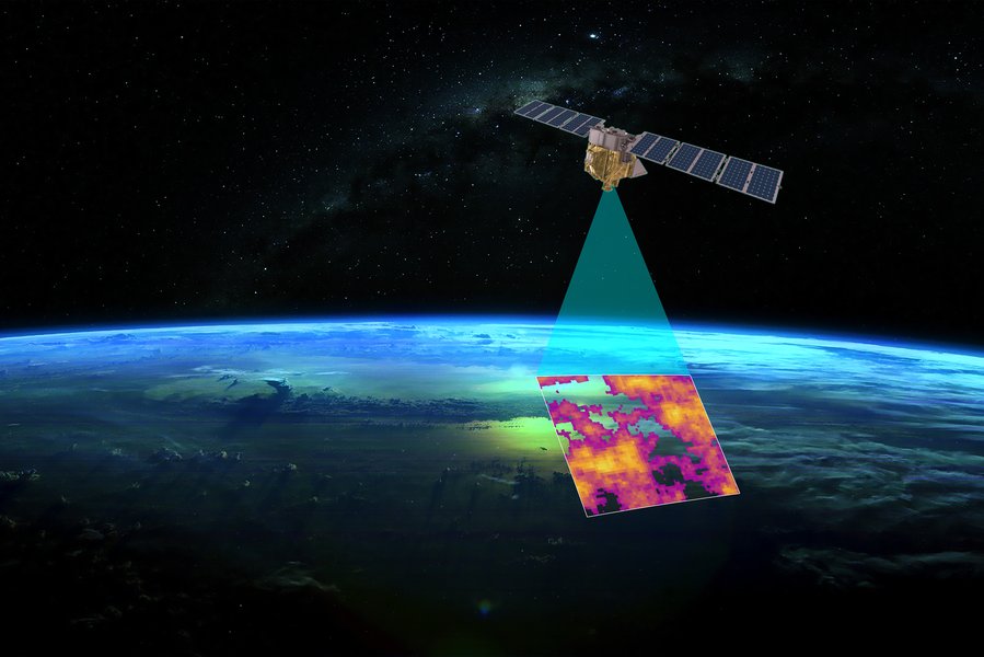 MethaneSAT data rendering showing methane plumes