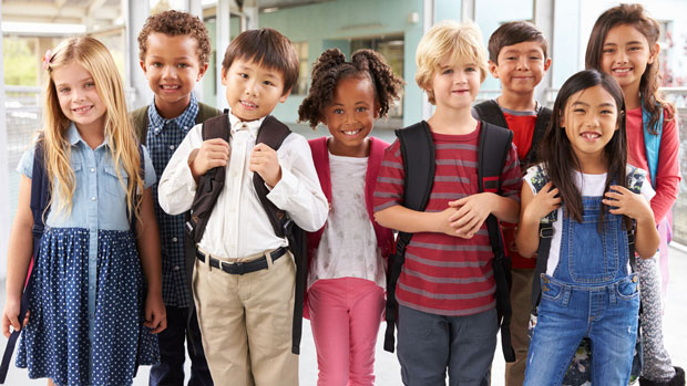happy elementary school students