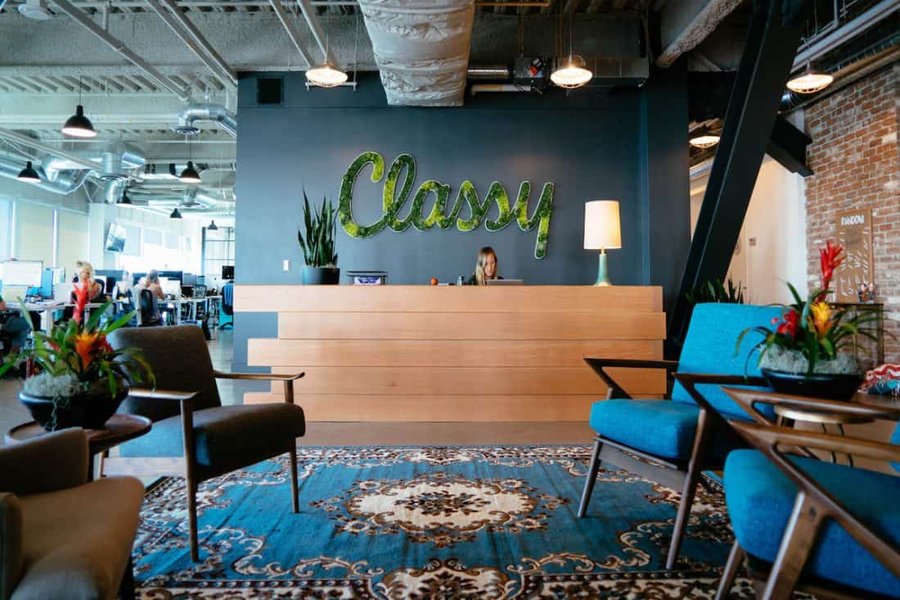Interior of Classy office showing welcome desk