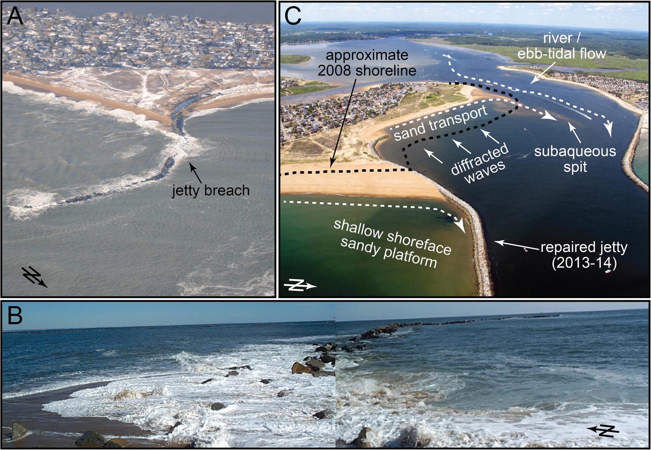 river mouth seawall sedimentation