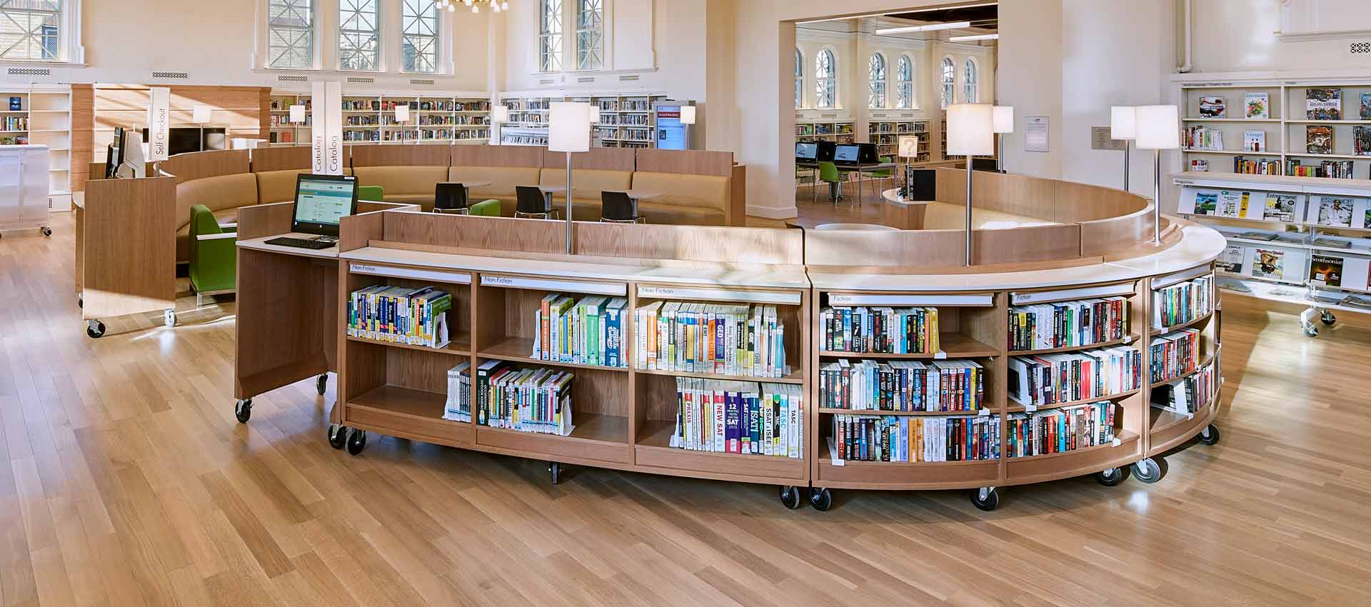 academic library bookshelves
