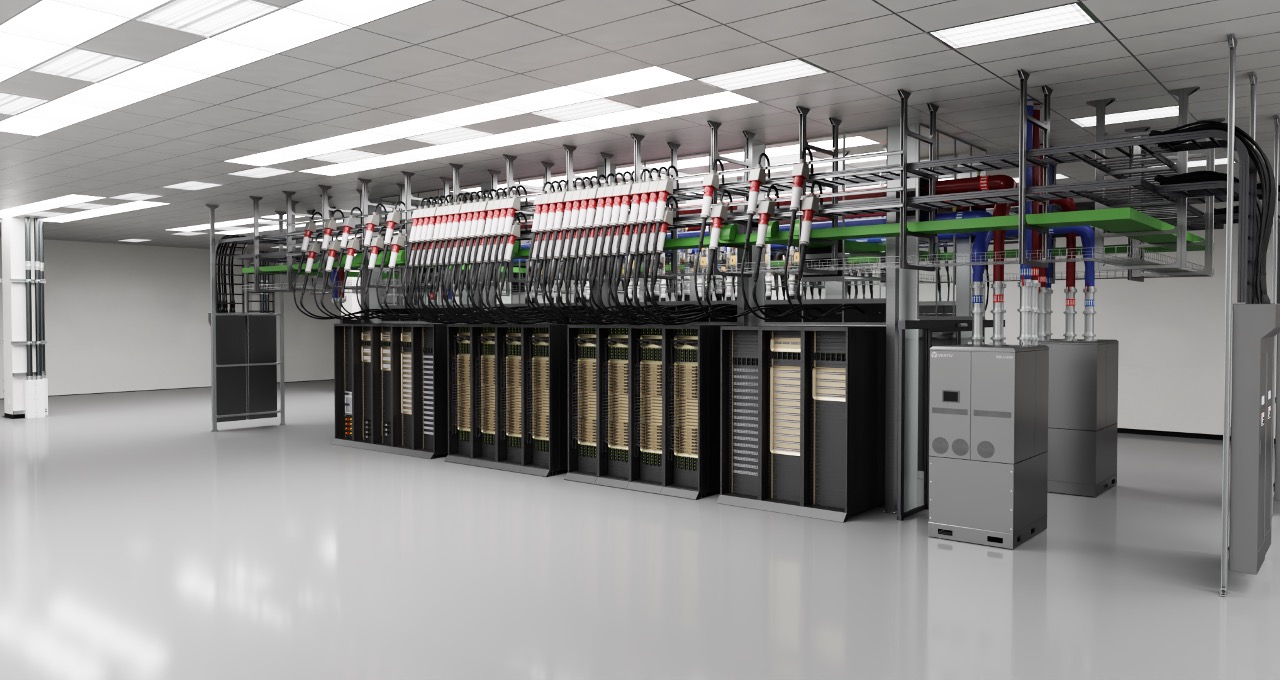 physical AI server room with futuristic tech