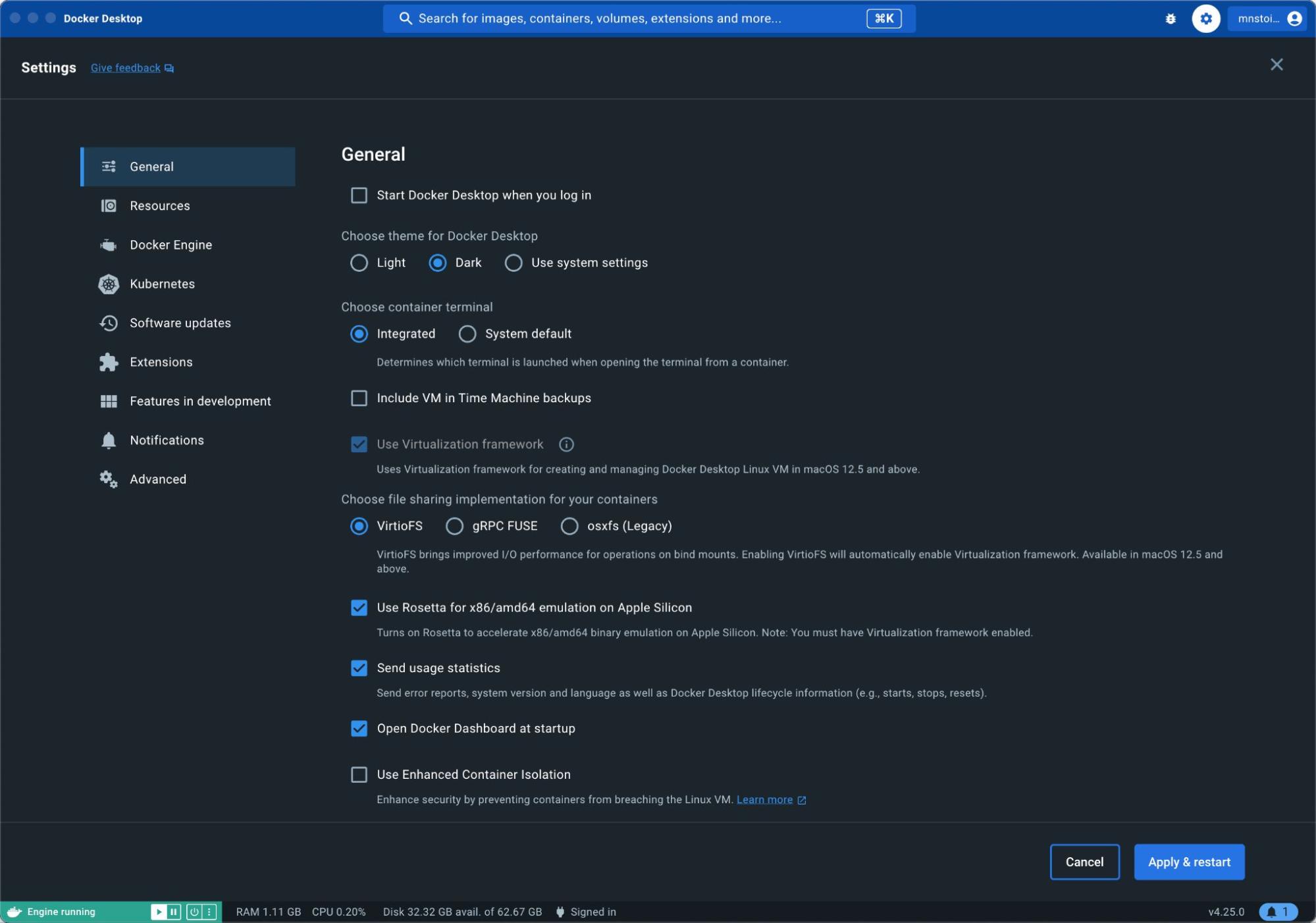 docker setup Mac Linux environment