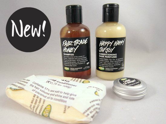 lush haircare products and scissors