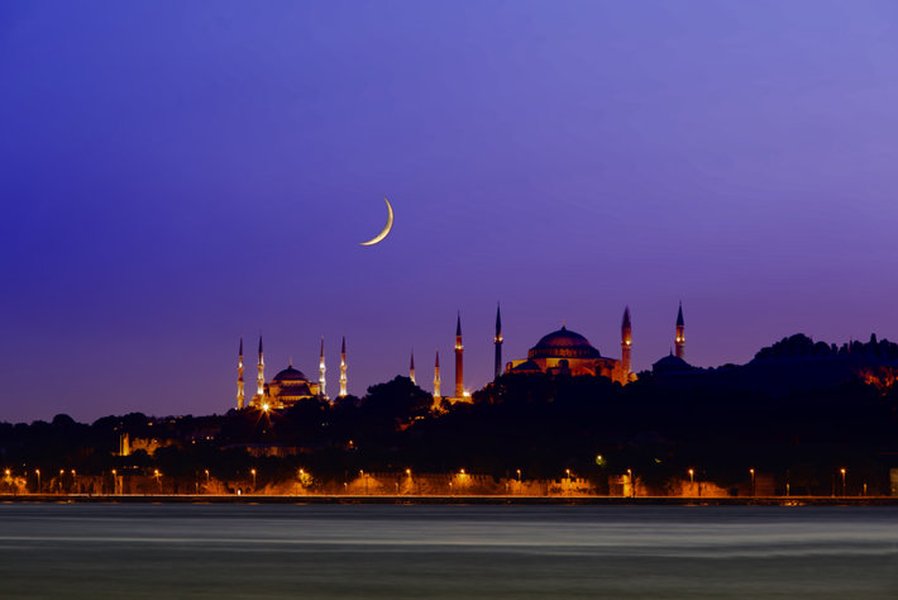 Islamic church festive celebration and crescent moon