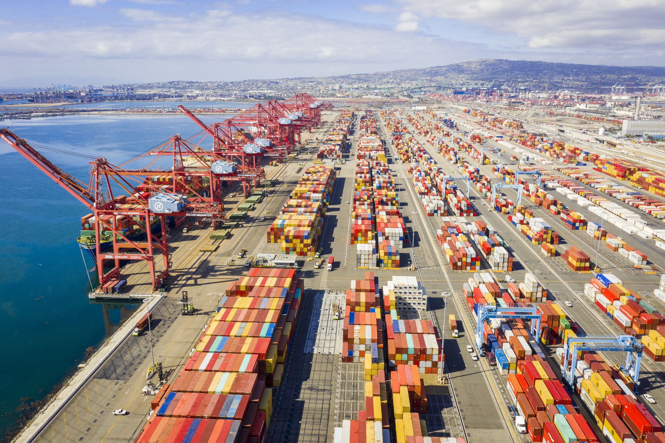 busy port with ships docked